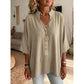Women's Half Sleeve Button-Up V-Neck Shirts
