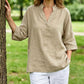 Women's Half Sleeve Button-Up V-Neck Shirts