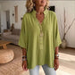 Women's Half Sleeve Button-Up V-Neck Shirts