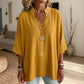 Women's Half Sleeve Button-Up V-Neck Shirts