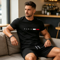 Мъжки комплект от горна част с щампа и шорти – 2 части💪