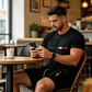 Мъжки комплект от горна част с щампа и шорти – 2 части💪