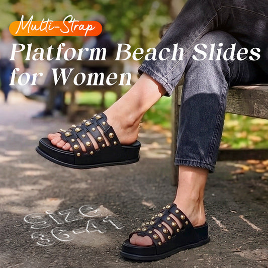 Multi-Strap Platform Beach Slides for Women