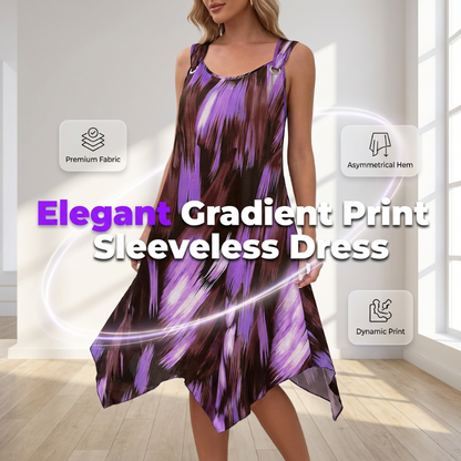 💜s-5xl👗Елегантна рокля без ръкави с градиентен принт😍