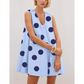 Women's Sleeveless U-Neck Polka Dot Mini Dress with Pockets