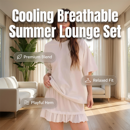 Women's Oversized T-Shirt & Ruffle Skirt 2-Piece Set 🌸 | Breathable Summer Lounge Outfit ☀️ | Soft Fabric, Relaxed Fit 💕 | S-2XL