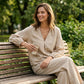 👗Women's Casual V-Neck Top & Pants Set– Minimalist Top & Pocket Trousers ✨ Effortless Chic Outfit