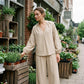 👗Women's Casual V-Neck Top & Pants Set– Minimalist Top & Pocket Trousers ✨ Effortless Chic Outfit