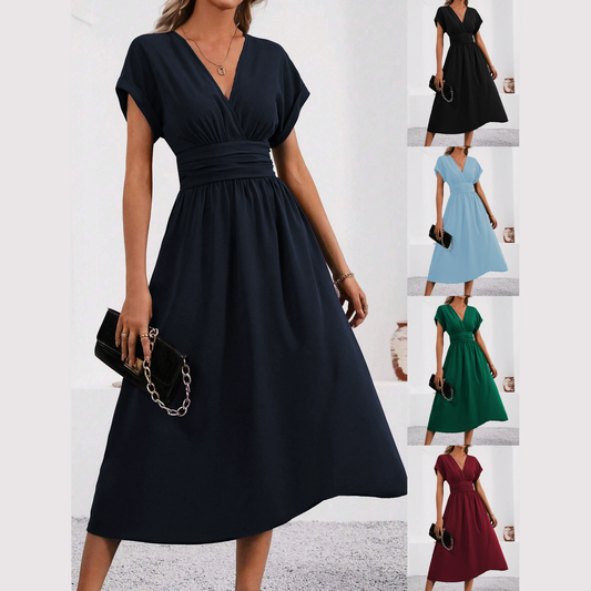 👗✨Sukienka damska z dekoltem w serek, wcięta w talii – dopasowana sukienka slim fit – od brunchu po wieczorne wyjście 🔥