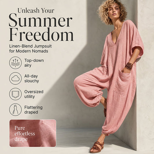 Női nyári laza V-nyakú jumpsuit