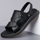 Men's Leather Sandals Dual Use Slip On Outdoor Beach Slippers