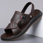Men's Leather Sandals Dual Use Slip On Outdoor Beach Slippers