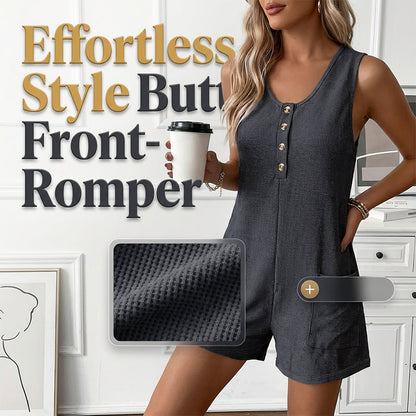 Női ujjatlan, gombos előlapú jumpsuit
