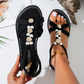 👡✨ Дамски равни сандали с перли и златни акценти – Лятни сандали, EU 36–42 🐚