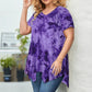 Дамска блуза tie-dye с V-образно деколте, неправилна форма, къс ръкав, свободна