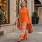 👚🧡Дамски комплект безръкавна горна част и широки панталони — бохо, стилен🌿