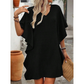 Women's Solid Color V-Neck Ruffle-Sleeve Short Dress