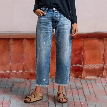 👖🎞️ LIMITED TIME 50% OFF! 📐 Retro Cropped Straight Jeans – Vintage Wash & Clean Cut – Timeless Denim Style ✨