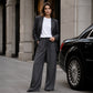 Women's Ribbed Drawstring Straight-Leg Trousers