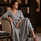 Women's V-Neck Pleated Maxi Dress