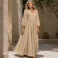 Women's V-Neck Pleated Maxi Dress