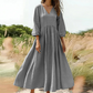 Women's V-Neck Pleated Maxi Dress