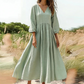 Women's V-Neck Pleated Maxi Dress