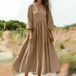 Women's V-Neck Pleated Maxi Dress