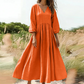 Women's V-Neck Pleated Maxi Dress