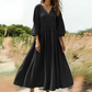 Women's V-Neck Pleated Maxi Dress