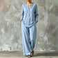 Women's Casual Shirt & Wide Leg Pants Set