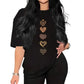 Women's Casual Heart Print Short Sleeve T-Shirt