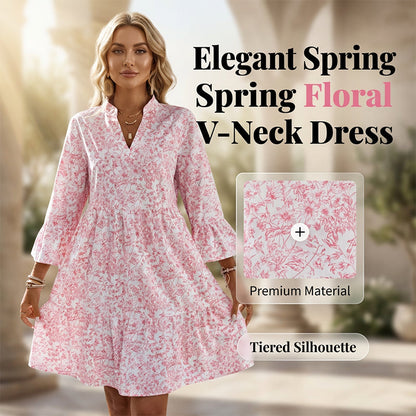 👗 Rochie pentru femei cu imprimeu floral, decolteu în V și croială în etaje