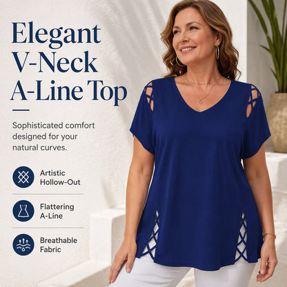 Women's V Neck Crisscross Short Sleeve Top