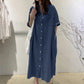✨🛍️Fresh Drop - Loose-Fit Denim Dress with Button Placket – Timeless Wardrobe Staple for Weekends or Travel 🍃