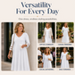 ☀️👗Top Pick - V-Neck Midi Dress – Relaxed Fit & Soft Drape for Any Occasion