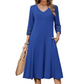 ☀️👗Top Pick - V-Neck Midi Dress – Relaxed Fit & Soft Drape for Any Occasion