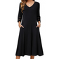 ☀️👗Top Pick - V-Neck Midi Dress – Relaxed Fit & Soft Drape for Any Occasion