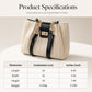 Women’s Woven Straw Shoulder Bag with Faux Leather Trim