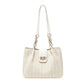 Women’s Woven Straw Shoulder Bag with Faux Leather Trim