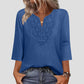 Women's V-Neck Lace Trim 3/4 Sleeve Tunic Top