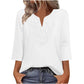 Women's V-Neck Lace Trim 3/4 Sleeve Tunic Top