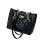 Women’s Woven Straw Shoulder Bag with Faux Leather Trim