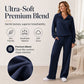 Women's Half-Zip Lapel Top and Wide-Leg Pants Set