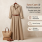 🌸Hot Sale 50% OFF💖Women Long Sleeve Shirt Maxi Dress with Belt Classic Turndown Collar Holiday Resort Long Dress