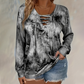 ☀️👚Нови пристигания - Топ с V-образно деколте и багрено боядисване с детайл с връзки – Мека драпировка и универсален стил за всеки небрежен ден