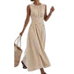 🌊👗 Damska sukienka maxi w paski, bez rękawów, z ściągaczem w talii – bawełna, lekka, letni styl, 3 kolory