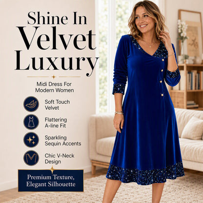⌛Limited-Time Offer-Women's Elegant Sequin V-Neck Dress