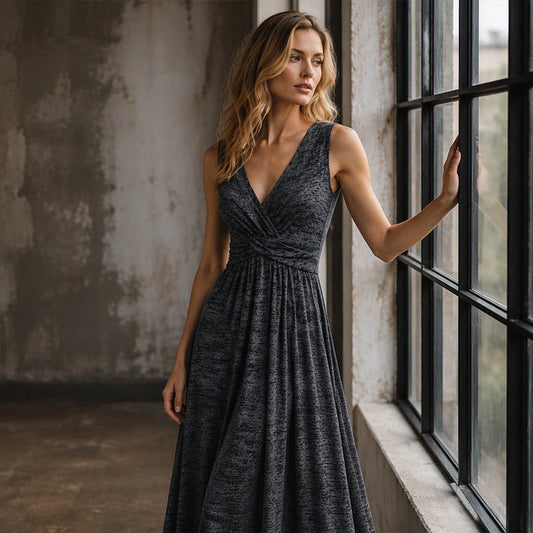 👗✨ Sukienka maxi bez rękawów z dekoltem w kształcie litery V — przewiewna, z kieszeniami, w dużych rozmiarach, w 6 kolorach 💖