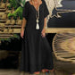 👗✨ Sukienka maxi z koronki, dekolt w kształcie litery V, rękawy motylkowe, styl retro-bohemy — biała, bordowa, czarna 👗